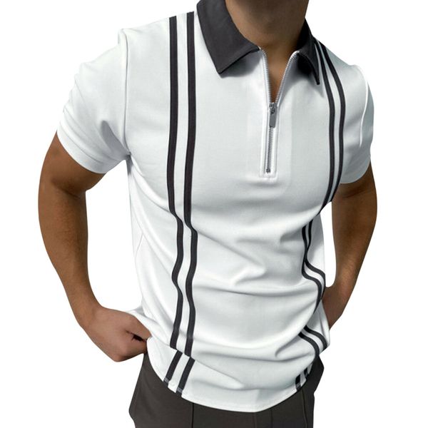 APEY - Golf Shirt Collared T Shirts For Men Stretch Fit Polo Shirts - White
