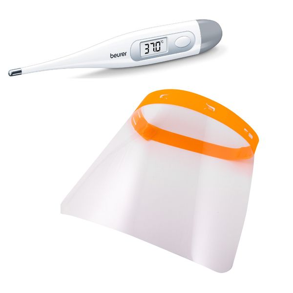 Beurer Digital Thermometer FT09/1 in White and Face Shield Value Pack