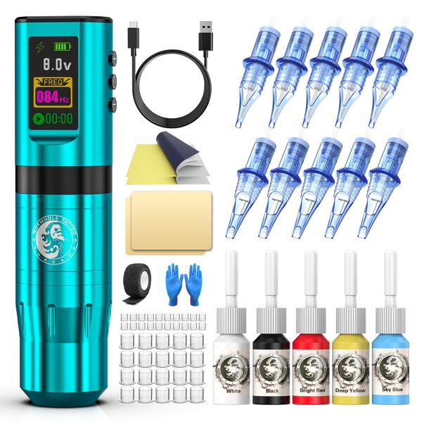Wireless Tattoo Pen Kit With LED Display,1800mAh Battery,4 mm Stroke-WTK277