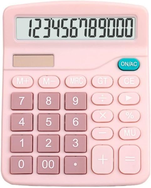 Dual Power 12-Digit Solar Calculator, Large Display for Office Use