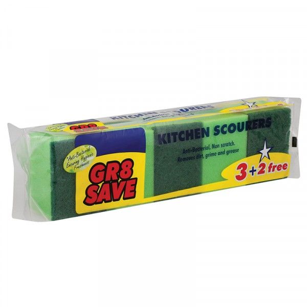 Gr8 Save Anti-Bacterial Sponge - 3 + 2 - Green - 5 Pack