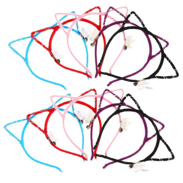 10 Piece LED Glow In The Dark Cat Ear Headband Neon Party Supplies Favors