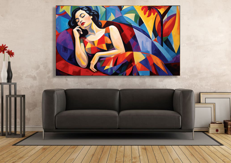 Canvas Wall Art - Relaxing Woman Abstract - HC0954