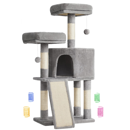 Cat Tower, Cat Tree for Indoor Cats With Scratching Post, 4 Cat Spiral Toys Image