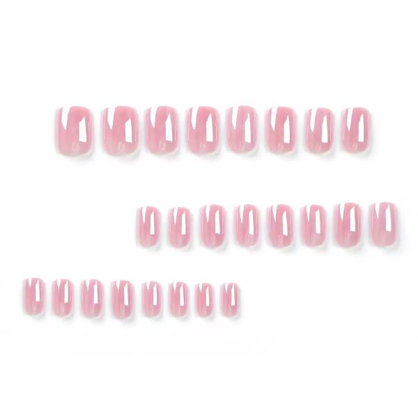 Short Pink Manicure With Simple False Nails.