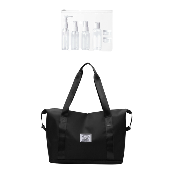 Expandable Travel Weekend &amp; Gym Bag + Travel Bottle Set - 7 Piece
