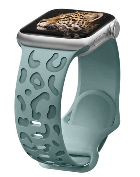 Leopard Print Engraved Silicone Apple Watch THICK Band 42/44/45mm