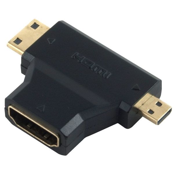 3-in-1 T-Shaped Mini/Micro HDMI Female Adapter