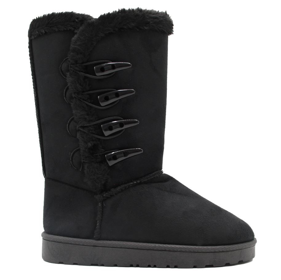 Ladies Flat Mid Calf 4 button Fur Lined Winter Boots Shop Today. Get