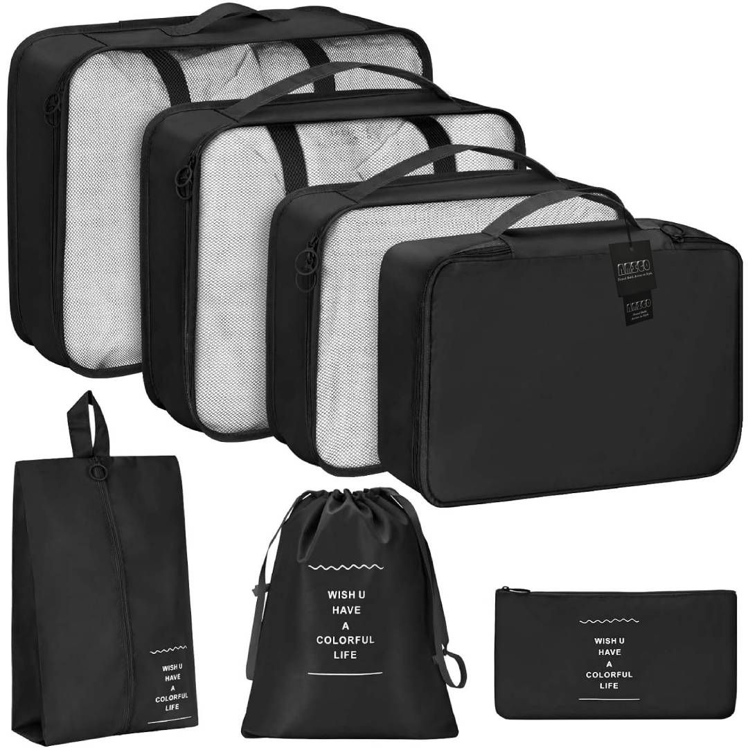 7 Set Packing Cubes Luggage Packing Organizers for Travel Suitcases