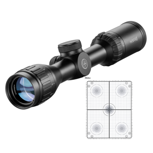 HAWKE AIRMAX 2-7x32 AO AMX RETICLE - 13100 with 3 x Tactica Zeroing Targets