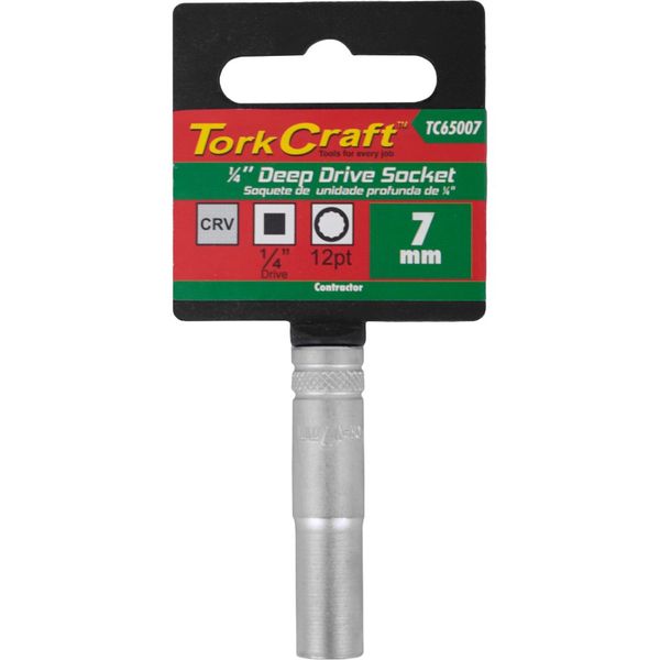 Tork Craft - Socket 7mm 1/4" Dr Deep Socket Crv 12 Point - 20 Pack