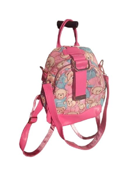 Pink Bag 3 In 1 Cute Bear Pattern Ladies Small Backpack