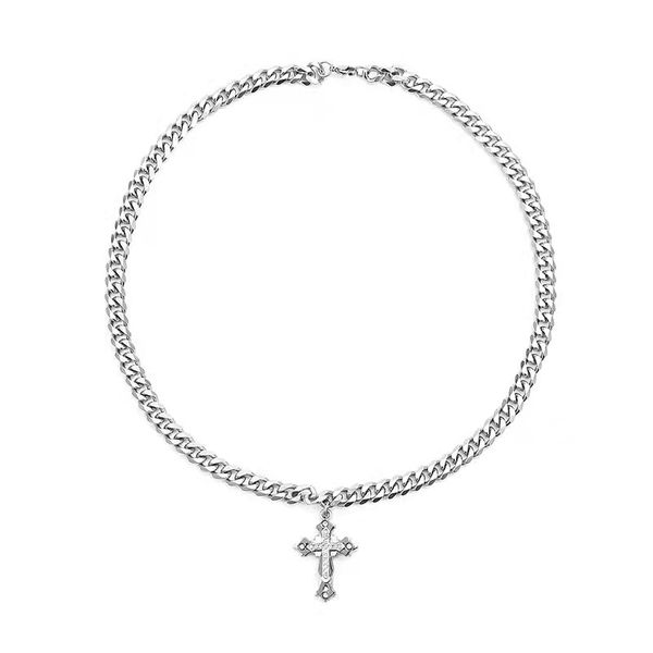 Stainless steel cross pendant men's necklace