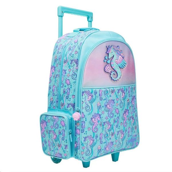 Smiggle Blue Epic Adventures Trolley Backpack With Light Up Wheels