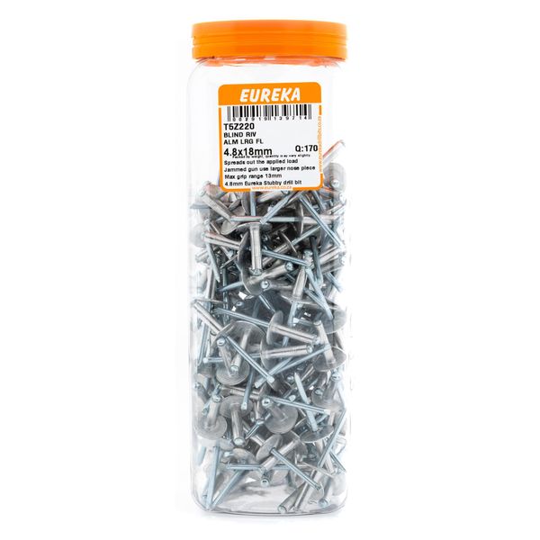 EUREKA Blind Rivet Aluminium Large Flange 4.8 x 18mm Q:170 T5Z220