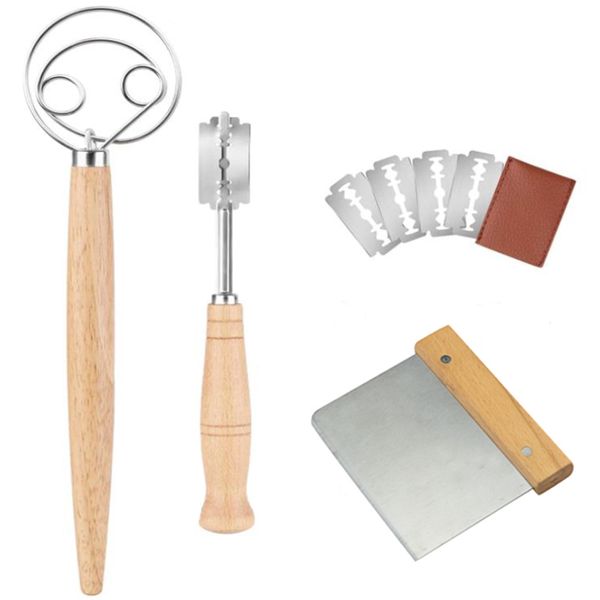 Danish Dough Whisk Set With 4 Blades For Cake Bread Pastry(8Pcs)