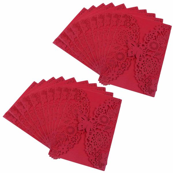 10Pcs/Set Carved Butterflies Invitation Card For Wedding Ivory White