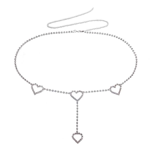 Rhinestone Body Chains Belt Crystal Waist Chains Heart Pendant Summer Beach