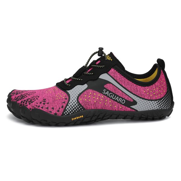 SAGUARO FAST 1 Pink Ultra Light Barefoot Shoes -Pink Black, Wide Toe Box