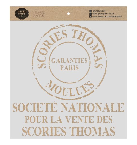 Tjhoko Paint Stencil - 30x30cm - French Stamp With Wording