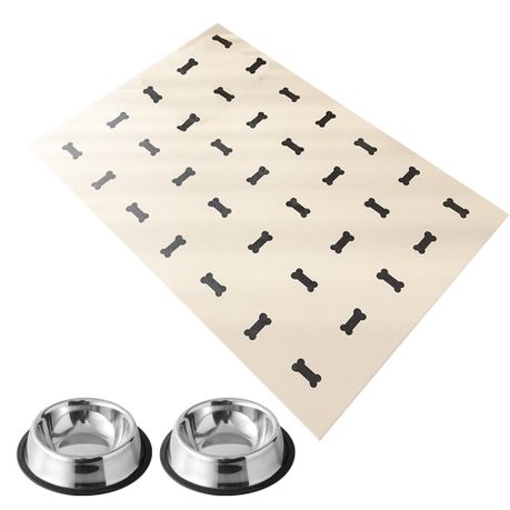 3PCs Waterproof Feeding Mat for Pet with Stainless Steel Bowl for Dog Image