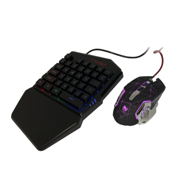 T-Wolf RGB Backlit One-handed Gaming Keyboard and Mouse Set TF900