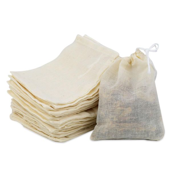 30Pcs Tea Filter Bags for Loose Tea Drawstring Cotton Bag Coffee Brew Bags