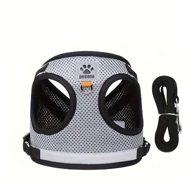 DUOMM Reflective Breathable Mesh Step-In Dog Harness &amp; Leash Set - Medium