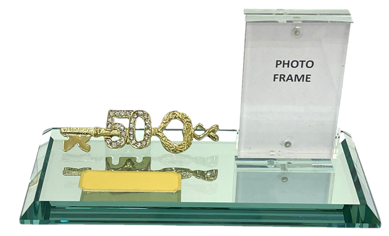 50th Key Diamante on a Mirror Base with Photo Frame