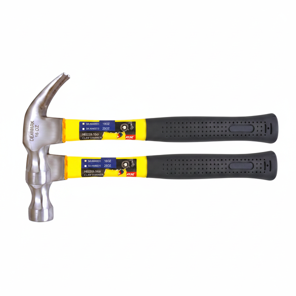 Deamark Claw Hammer 450g with Fiberglass Handle for Construction - 2 Pack