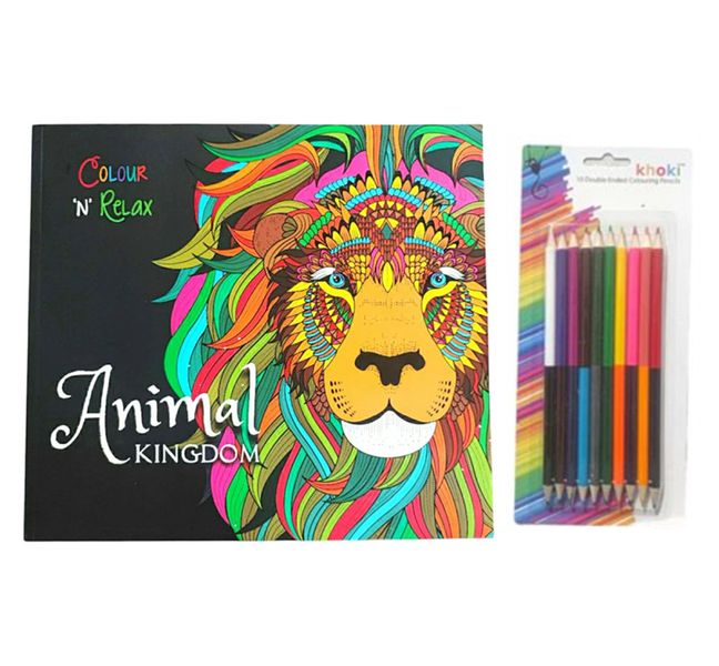 Adult &amp; Children Therapeutic Colouring Book Relax with Pencil Set - Nature