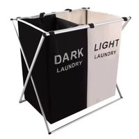 Double Laundry Basket Hamper for Bathroom and Bedroom - Dark and Colour