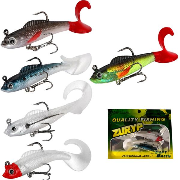 5pcs 9cm/9.5g Curly Tail Soft Fishing Lure Baits Set - Saltwater/Freshwater