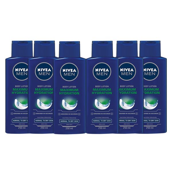 NIVEA MEN Maximum Hydration Body Lotion with Aloe Vera, 6x250ml