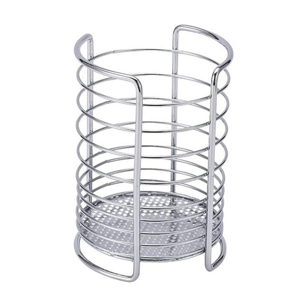 Round Design Stainless Steel Utensils Holder Drying Rack - Silver