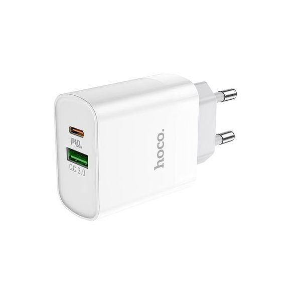 Hoco Dual Fast Charging Adapter (Type C + USB) - 20W - Qualcomm 3.0