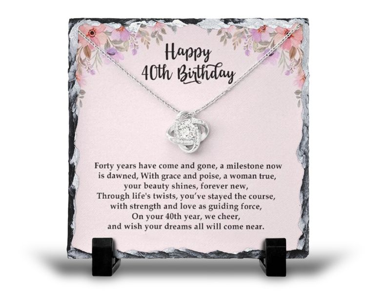 Happy 40th Birthday v2 For Her Gift Rock Slate