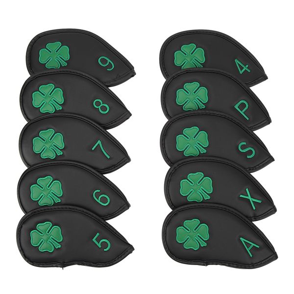 10 Pieces clover iron covers - black PU