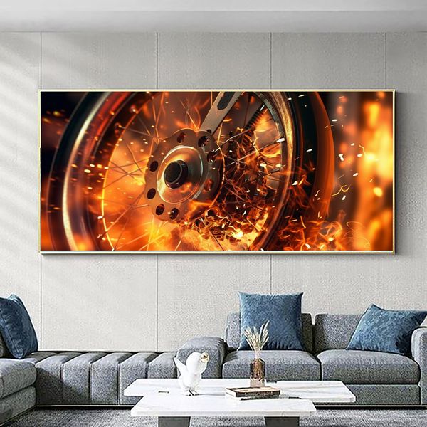 Canvas Wall Decor - Flaming Wheelworks Abstract - 0717