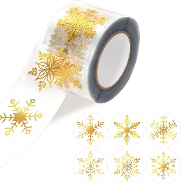 1000 Snowflake Sticker Gold Snowflake Christmas Labels Envelope Seal tags