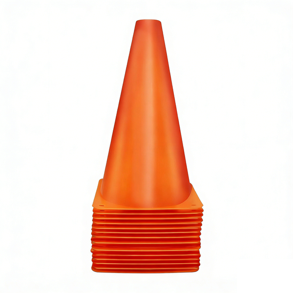 Training Cones 15 Pack, 9" Plastic Markers for Soccer Football Drills