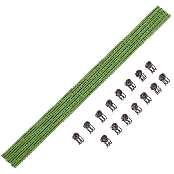 10 Pieces Green Coated Plant Support Wires With 15 Clips