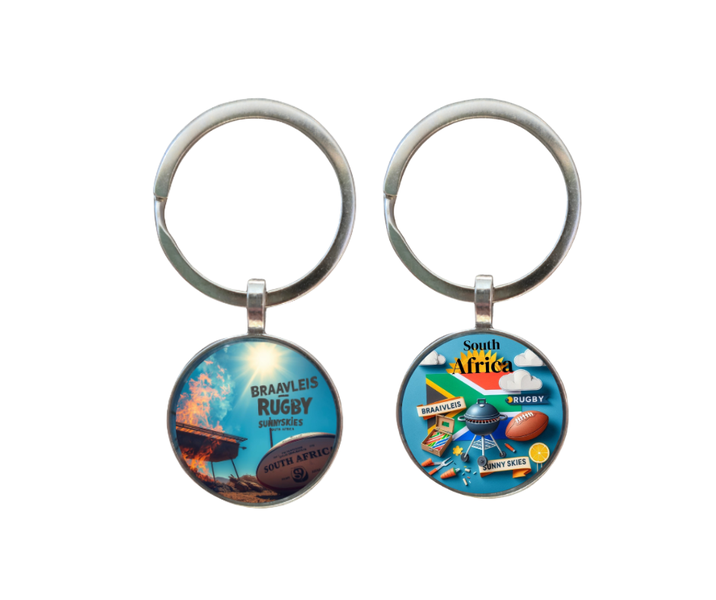 2PK South Africa Flag Keyring Braaivleis Sunnyskies Rugby Novelty Souvenir