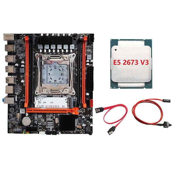 X99H Motherboard Kit with E5 2673 V3 Cpu+Switch Cable+Sata Cable