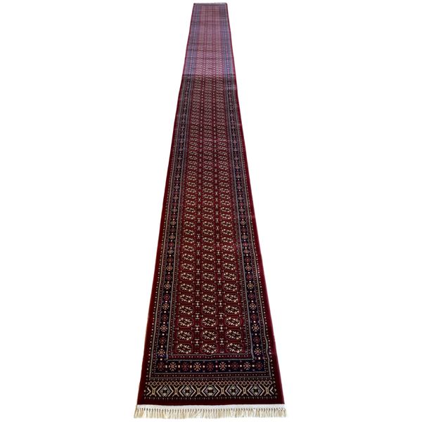 Red Long Bokhara Style Passage Runner Rug - 10m x 80 cm