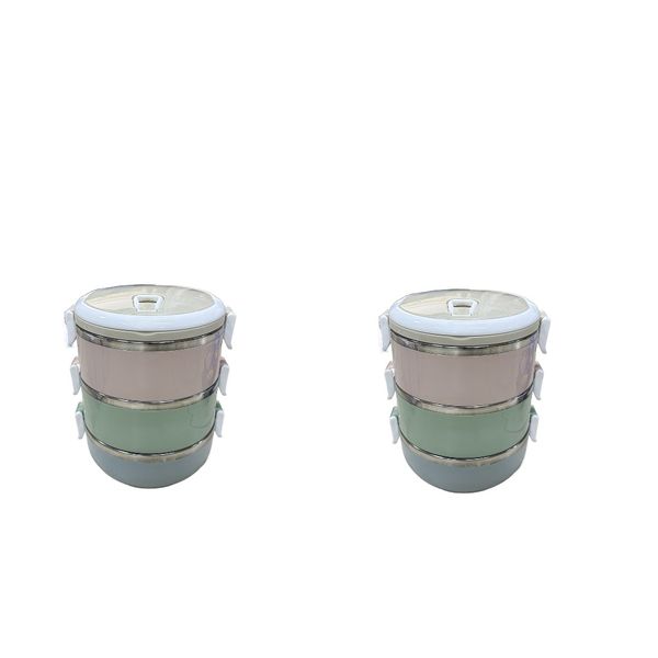 2 Pack-Three Layer Insulated Stainless Steel Lunch Box