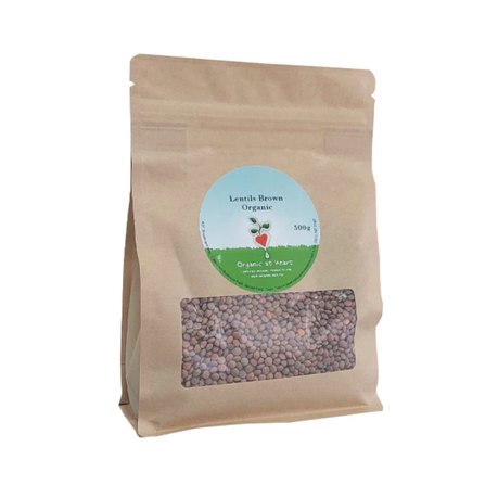 Organic At Heart 100% GMO & Preservative Free Organic Brown Lentils - 500g