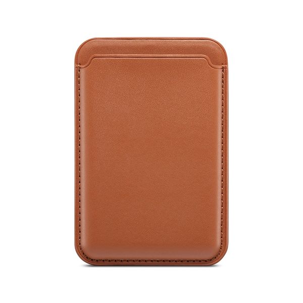 Leather Cell Phone Card Holder - Brown
