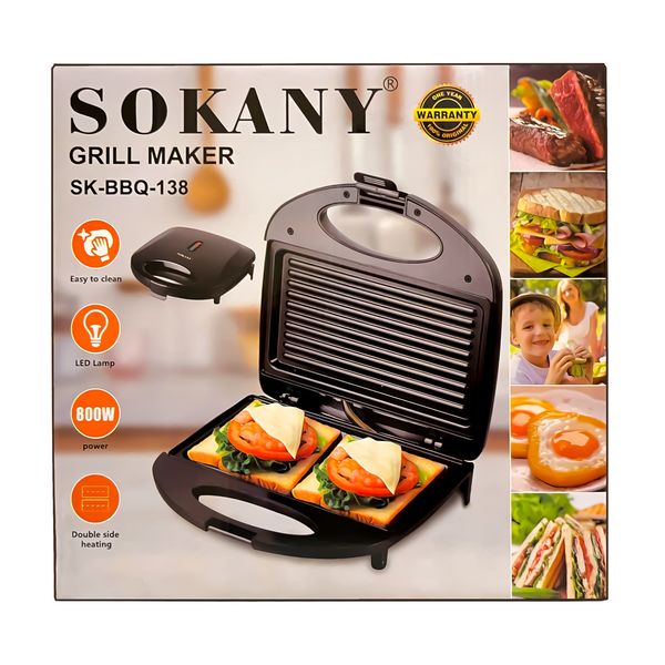 Sokany - 800W Grilled Sandwich Panini Maker SK-BBQ-138